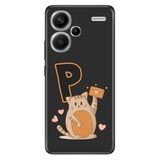 Senada Xiaomi Redmi Note 13 Pro Plus 5g ile Uyumlu Kılıf Baskılı Silikon Kedili P Harfi