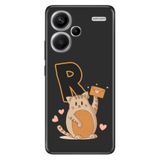 Senada Xiaomi Redmi Note 13 Pro Plus 5g ile Uyumlu Kılıf Baskılı Silikon Kedili R Harfi