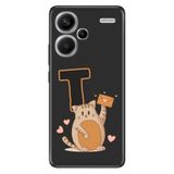 Senada Xiaomi Redmi Note 13 Pro Plus 5g ile Uyumlu Kılıf Baskılı Silikon Kedili T Harfi