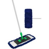 Senax Plastik Aparatlı Akrilik (Orlon) Zincir Dikiş Mop – Statik Elektrikli Kuru ve Nemli Temizlik Mopu - Mavi - 60 Cm