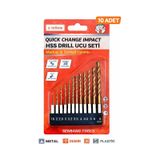 SENBANG 10 Parça HSS Impact Matkap Ucu Seti | 1.5–6 mm | Quick Change Altıgen Sap | Metal Ahşap Alüminyum