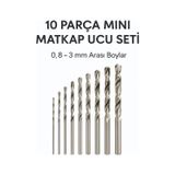SENBANG 10 Parça Mini Matkap Ucu Seti – 0,8 mm – 3 mm Arası Boylar