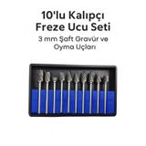 SENBANG 10’lu Kalıpçı Freze Ucu Seti – Metal Ahşap Plastik İşleme 3 mm Şaft Gravür ve Oyma Ucu
