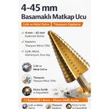 SENBANG 4–45 mm Basamaklı Matkap Ucu | Titanyum Kaplama | Çelik & Metal Delme | Kademeli Delik Açma