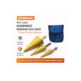 SENBANG Bits Saplı Kademeli Matkap Ucu Seti 3 Parça – Titanyum Kaplamalı Delme Uçları Çantalı