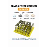 SENBANG Elmas Freze Ucu Seti 50 Parça – Dremel Uyumlu – Cam Taş Mermer Seramik Gravür Taşlama Uçları