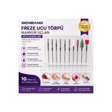 SENBANG Freze Ucu Törpü Makinesi Manikür Pedikür Uç Seti 10’lu Elmas Freze Ucu Profesyonel Tırnak Bakım Seti