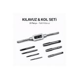 SENBANG Kollu Kılavuz Seti 8 Parça – Tekli Kılavuz Uçları ve Ayarlı Kılavuz Kolu Metal Diş Açma Seti