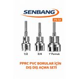 SENBANG PPRC PVC Boru Dış Diş Açma Seti 3’lü – 1/2” 3/4” 1” Parmak Pafta Kılavuz Matkap Uyumlu