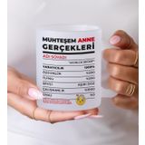 Sendio Premium Anneler Gününe Anneye Özel Kişiselleştirilebilir Muhteşem Anne Gerçekleri Tasarımlı Buzlu Cam Kupa - Kanguru Kesesi