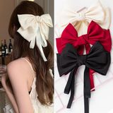 Seneeel Büyük Saç Fiyonkları Kadınlar için 3 Parça Şerit Fiyonk, Kadınlar için Saç Yayları, Büyük Boy Uzun Kuyruklu Sevimli Estetik Saç Aksesuarları, Kadınlar için Büyük Saç Tokaları, Kızlar için Büyük Yaylar
