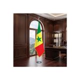 Senegal Direkli - Altın Saçaklı Saten Makam Bayrağı Seti (Krom Direk)