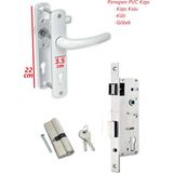 ŞENEL Yapı Market Pimapen Pvc Kapı Kolu + 35 Mm Kilit + 90 Mm Barel Kilit Göbeği Takım - 1 Adet