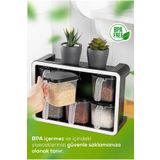 Şener collection 6 lı 500 ml Siyah Kaşıklı Baharatlık Seti - Standlı Baharatlık