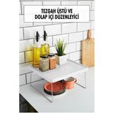 Şener collection Tezgah Üstü ve Dolap İçi Düzenleyici Raf Mutfak Organizeri Tabak Bardak Baharatlık Rafı