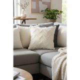 ŞENER HOME Sakallı Zikzak Şönil Çift Taraflı Kırlent Kılıfı Krem