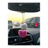 senfida Fuşya beyaz kalpler dikiz süsü peluş kalpler dikiz süsü dikiz aynası süsü kalp