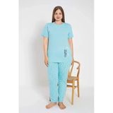 Senfoni Kadın Büyük Beden Bisiklet Yaka Kısa Kol Pamuklu Pijama Takımı 6083 -1 Adet Turkuaz 3Xl