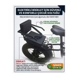 senfoniticaret RKS Elektrikli Bisiklet Yan Korumalı Çocuk Koltuğu, Emniyet Kemerli Deri Arka Koltuk, Sele