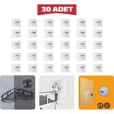 Sengenegel 30 Adet Süper Güçlü Çerçeve Askısı Pin Delgisiz Vidalı Tırnak Kanca Yapışkanlı Raf Tutucu Askı - 6 - Şeffaf