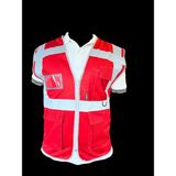 Şengezer Reflektörlü Kırmızı Mühendis Yeleği Raşel Kumaş - XL