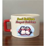 Seni Buldum Huzur Buldum Fincan Kupa Bardak - Seramik Çay, Kahve Hediyelik Bardağı - Krem - 1 Adet