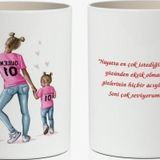 Seni Çok Seviyorum Anneciğim Ve Güzel Dilekler Baskılı 1 Adet Anneler Günü Hediyelik Kupa Mod1
