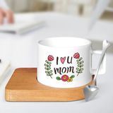 Seni Seviyorum Anne Ahşap Altlı Fincan - 1 Adet - 180 ml - Beyaz