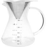 Senin Dükkanın Borosilikat Cam Kahve Demlik Metal Süzgeçli - 600 ml Filtre Kahve Demliği