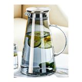 Senin Dükkanın Borosilikat Cam Metal Kapaklı Lüks Sürahi 1900 ml (FÜME) ESK