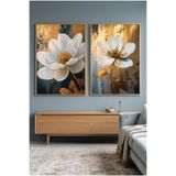 Seninürünün Douce Fleur - Gerçek Cama Baskı Gold Alüminyum Metal Çerçeveli Tekli Modern Tablo, Gold, 40 x 60 garden_of_lost_time_çiçek_ikili_2_4