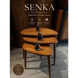 Senka Damla Model Masif Doğal Ahşap 3lü Zigon Sehpa - Meşe