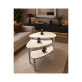 Senka Wood Damla İskandinav tarz mdf lake boyalı modern Zigon Sehpa 3'lü Set