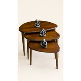 Senka Wood Doğal Masif Ahşap Modern İskandinav asimetrik 3lü Zigon sehpa takımı CEVİZ
