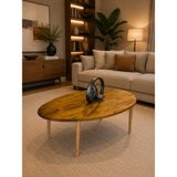 Senka Wood Doğal Masif Ahşap Modern Iskandinav Asimetrik Orta Sehpa - Eskitme