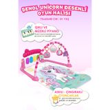 ŞENOL OYUNCAK Piyanolu Unicorn Desenli Bebek Oyun Halısı- Eğitici Müzikli Aktivite Halısı (0-24 Ay)