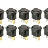 SENON Aç-kapa (ON-OFF) Elektrik Düğmesi 250v 8 A 10 Adet Yuvarlak Siyah Kırmızı Ledli Anahtar SR-06NR