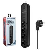 Senon Akıllı Çoklu Priz 4 Avrupa Tipi Soket 2 USB 1 Type-c Bağlantı Noktalı 2 Metre Kablo Ev ve Ofis İçin Uzatma Kablosu