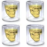 Senon Crystal Head Kuru Kafa 4’lü Shot Bardak Seti Tekila Bardağı Kuru Kafa Tasarımlı Isıya Dayanıklı Sunum Kokteyl Bardağı