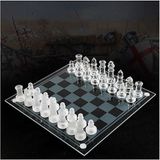 Senon Glass Chess Cam Satranç Takımı Kullanışlı Dekoratif Şık Hediyelik (20x20 cm)