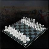 Senon Glass Chess Cam Satranç Takımı Kullanışlı Dekoratif Şık Hediyelik (35x35 cm)