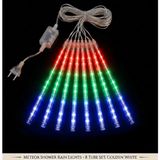Senon Kayar LED Meteor Işıklar Akan Efektli Aydınlatma 50 cm 8 Saçaklı 3,2 Metre RGB Çok Renkli Işık İç ve Dış Mekan