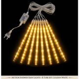 Senon Kayar LED Meteor Işıklar Akan Efektli Aydınlatma 50 cm 8 Saçaklı 3,2 Metre Sarı Işık İç ve Dış Mekan