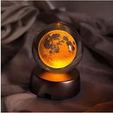 Senon Kristal Cam Küre Renk Değiştiren LED Işıklı Gece Lambası Dekoratif Hediyelik (Dolunay)