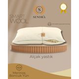 Senora Alçak Boncuk Yün Dolgulu Yastık - 50 x 70 cm - Beyaz