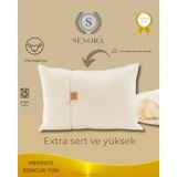 Senora Extra Sert ve Yüksek Doğal Yün Yastık - 50 x 70 cm - Beyaz