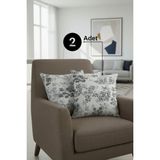 Senpai Chevron Bohem Dekoratif Punch Yastık Kırlent Kılıfı 2 Adet | 45X45 Hayat Ağacı Gri - 45 x 45 cm - Bej - Gri - Beyaz