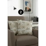 Senpai Chevron Bohem Dekoratif Punch Yastık Kırlent Kılıfı 2 Adet | 45X45 Modern Çiçek Bej - 45 x 45 cm - Bej - Hardal