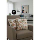 Senpai Chevron Bohem Dekoratif Punch Yastık Kırlent Kılıfı 2 Adet | 45X45 Sonbahar Rüyası Yeşil - 45 x 45 cm