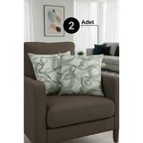 Senpai Chevron Bohem Dekoratif Punch Yastık Kırlent Kılıfı 2 Adet | 45X45 Zen Dalga Indigo - 45 x 45 cm - Mavi